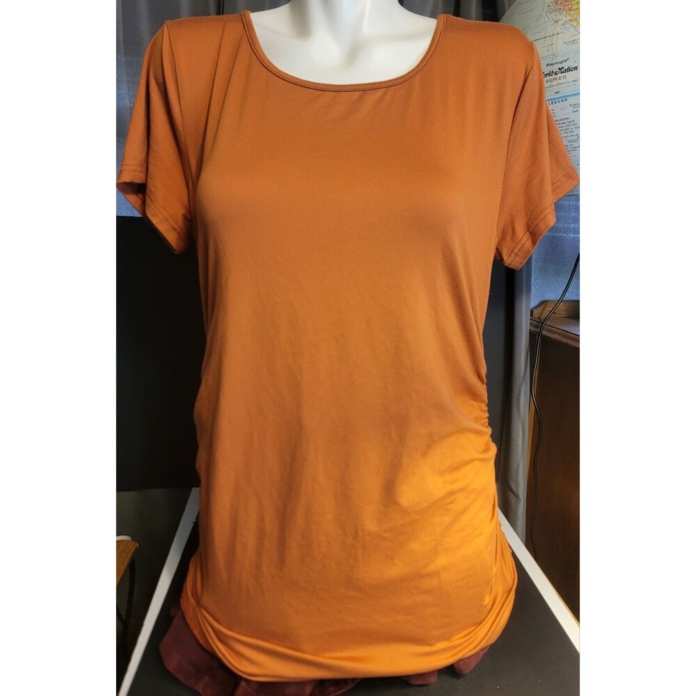 Ekouaer Orange T With Sinched Sides Sz L